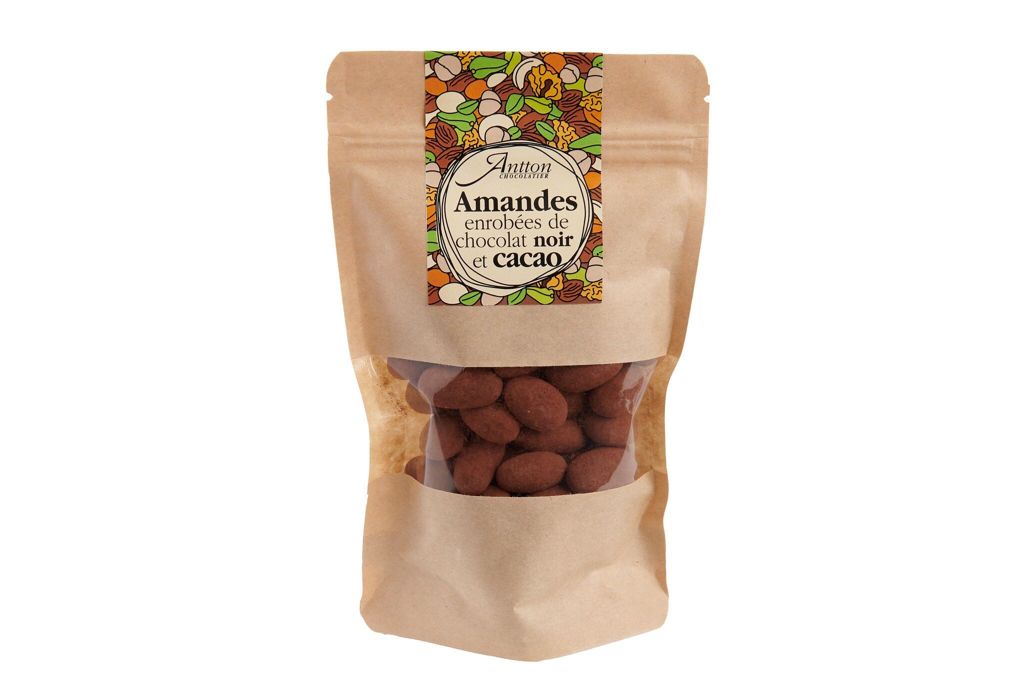 Bag of dark chocolate coated almonds, 110 g