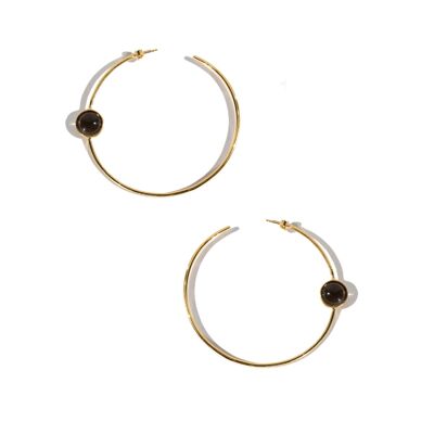 APHRODITE CAVIAR - Hoop earrings in vermeil and Mocha Quartz - Pair