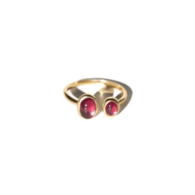 DUO GRENADINE - Gold-plated silver ring set with Garnets
