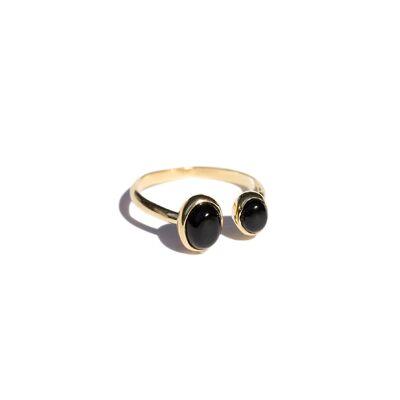DUO ONYX XS - Gold-plated 925 silver ring set with Onyx