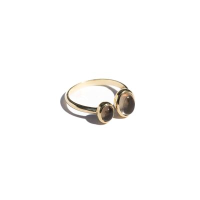 DUO MOKA - Gold-plated silver ring set with mocha Quartz
