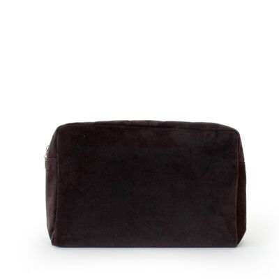 velvet large pouch, chocolate