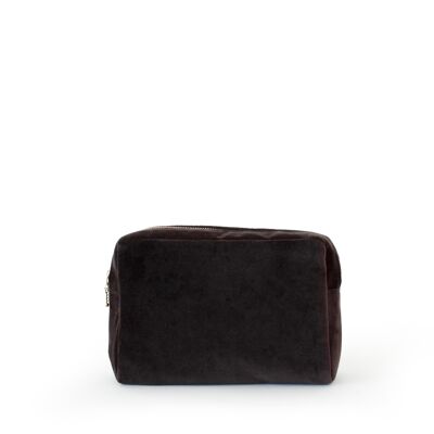 velvet small pouch, chocolate