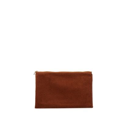 corduroy clutch, caramel