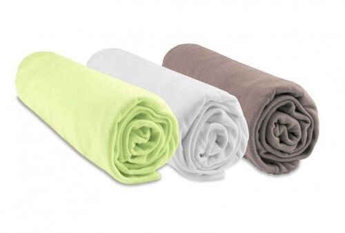 Lot de 3 Draps housse Bambou - 60x120 cm - Anis-Blanc-Taupe