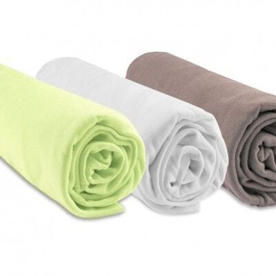 Set of 3 Bamboo fitted sheets - 60x120 cm - Anis-White-Taupe