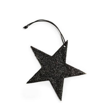 5-point glitter star, black