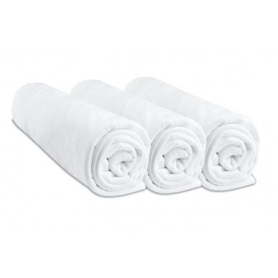 Set of 3 100% Cotton Jersey Fitted Sheets - 60x120cm - White