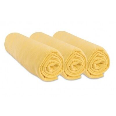 Set of 3 100% Cotton Jersey Fitted Sheets - 60x120cm - Yellow