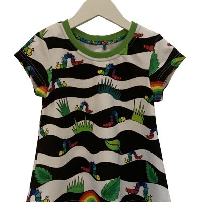 Rainbow Caterpillar Stripe Scoop Neck T-Shirt