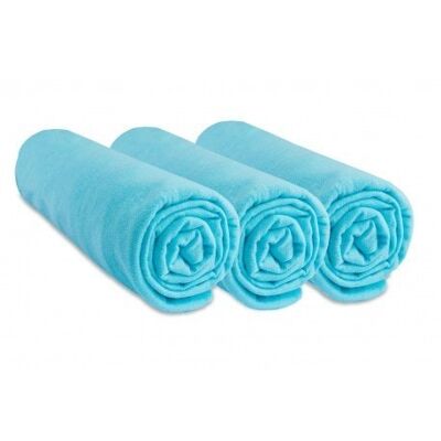 Set of 3 100% Cotton Jersey Fitted Sheets - 70x140cm - Turquoise