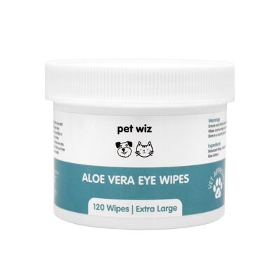 Toallitas para ojos de aloe vera para limpieza de perros y gatos - Paquete de 120 - XL