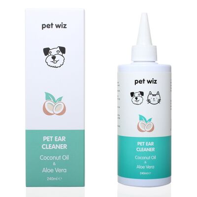 Limpiador de oídos para perros y gatos - Aceite de coco y aloe vera