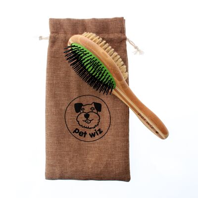 Brosse en bambou à double face et à poils pour le toilettage des chiens