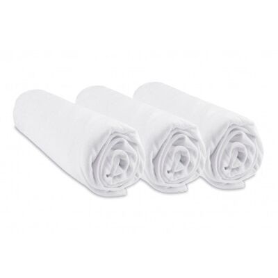 Set of 3 Bamboo Fitted Sheets - 60x120cm - White