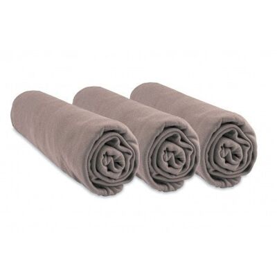 Set of 3 Bamboo Fitted Sheets - 60x120cm - Taupe