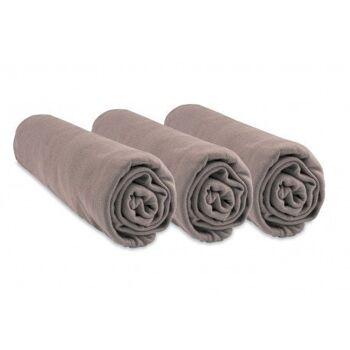 Lot de 3 Draps housse Bambou - 60x120 cm - Taupe