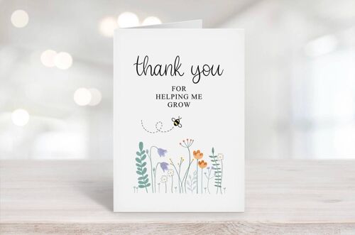 Thank You For Helping Me Grow Card Black Words