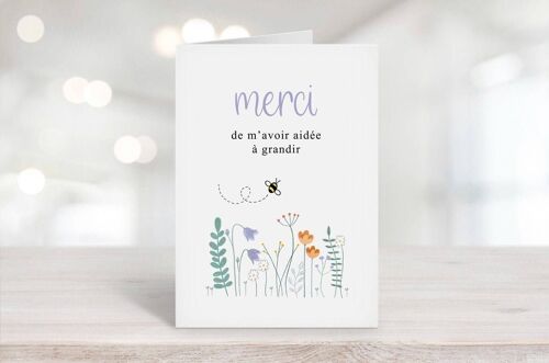 French Thank You For Helping Me Grow Card
