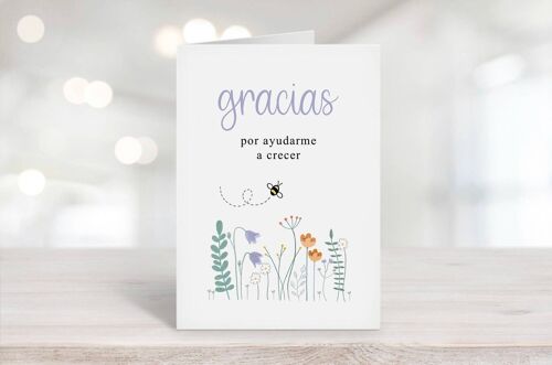 Spanish Thank You For Helping Me Grow Card