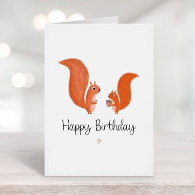 Carte d'anniversaire d'écureuils
