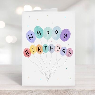 Balloons Happy Birthday Card