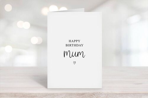Happy Birthday Mum Card Black Heart