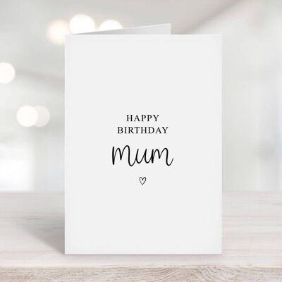 Happy Birthday Mum Card Black Heart