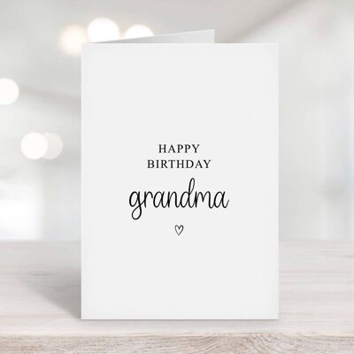 Happy Birthday Grandma Card Black Heart