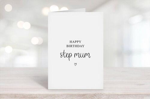 Step Mum Happy Birthday Card Black Heart