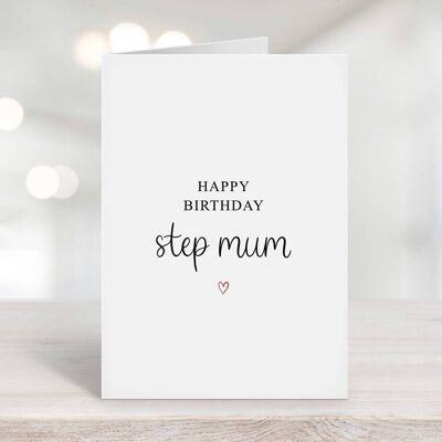 madrastra, feliz cumpleaños, tarjeta, corazón rojo