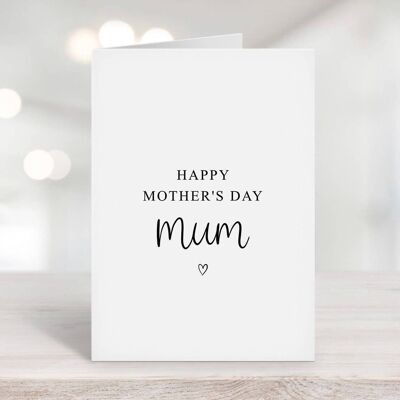 Happy Mothers Day Mum Card Black Heart