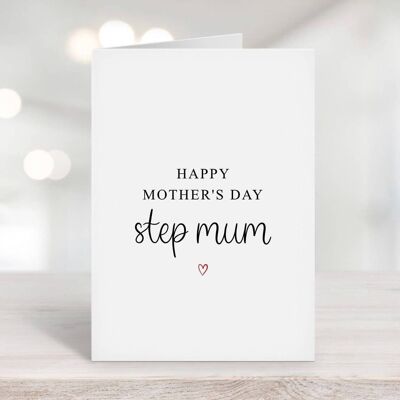 Happy Mothers Day Step Mum Card Red Heart