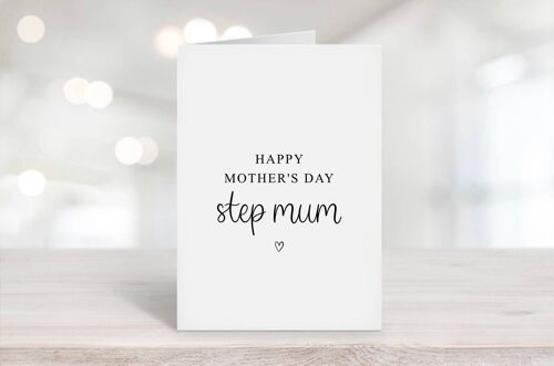 Happy Mothers Day Step Mum Card Black Heart