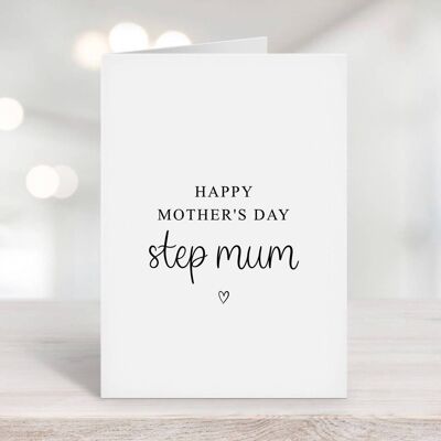 Happy Mothers Day Step Mum Card Black Heart