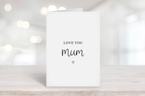 Love You Mum Card Black Heart