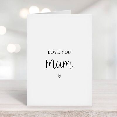 Love You Mum Card Black Heart