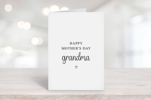Happy Mothers Day Grandma Card Black Heart