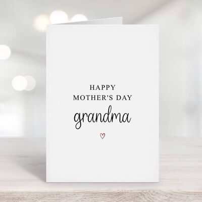 Happy Mothers Day Grandma Card Red Heart