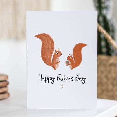 Carte de fête des pères heureux écureuil