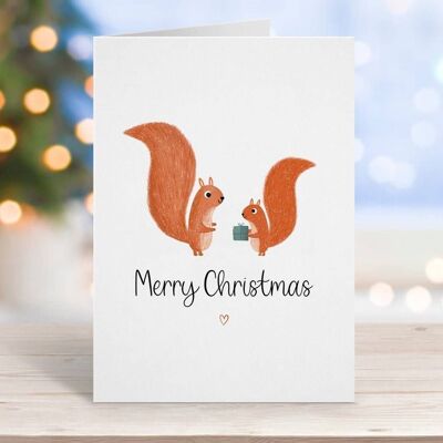 Cartolina di buon Natale scoiattolo