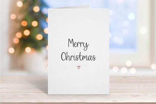 Minimalist Merry Christmas Card Red Heart
