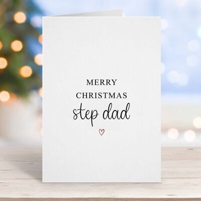 Merry Christmas Step Dad Card Red Heart