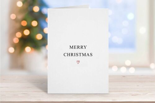 Simple Merry Christmas Card Red Heart