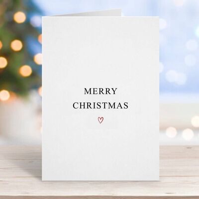 Semplice Merry Christmas Card cuore rosso