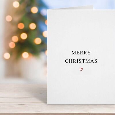 Simple Merry Christmas Card Red Heart
