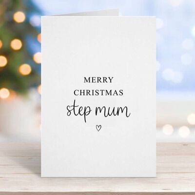 Merry Christmas Step Mum Card cuore nero