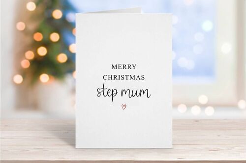 Merry Christmas Step Mum Card Red Heart