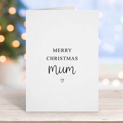 Merry Christmas Mum Card Red Heart