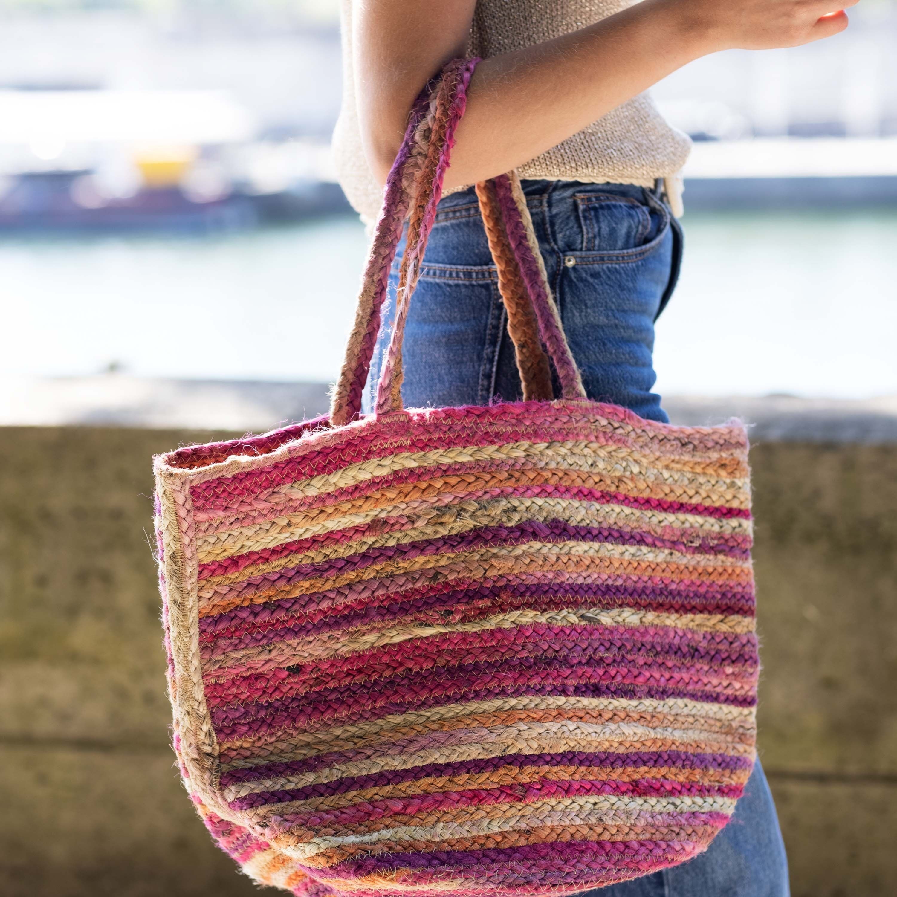 Cabas rayé en jute EOLE